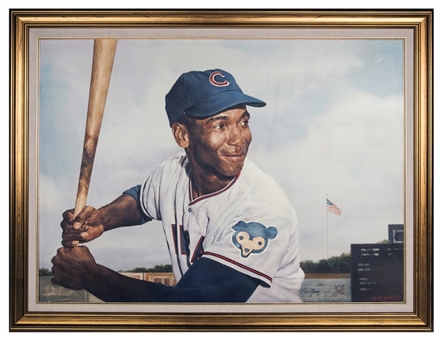 Ernie Banks 36"x26" Oil On Canvas Painting by Ron Stark